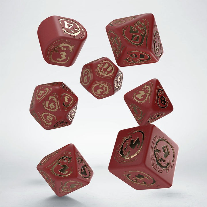 Dragons Modern Dice Set Red & Gold (Q-Workshop) (RDRA4C)