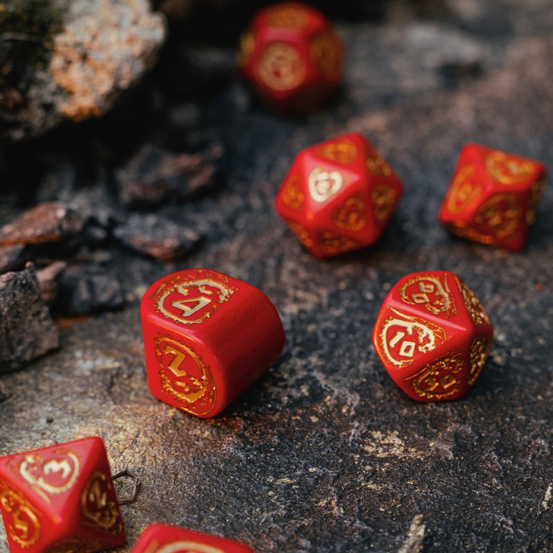 Dragons Modern Dice Set Red & Gold (Q-Workshop) (RDRA4C)