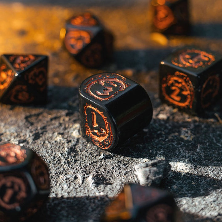 Dragons Modern Dice Set: Obsidian (Q-Workshop) (RDRA07)