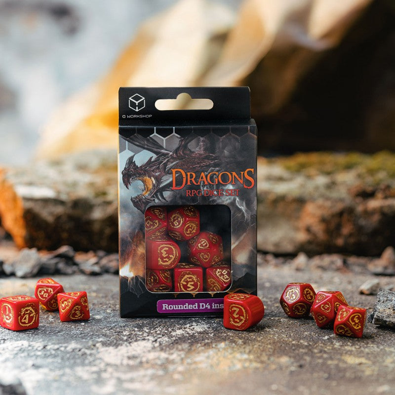 Dragons Modern Dice Set Red & Gold (Q-Workshop) (RDRA4C)