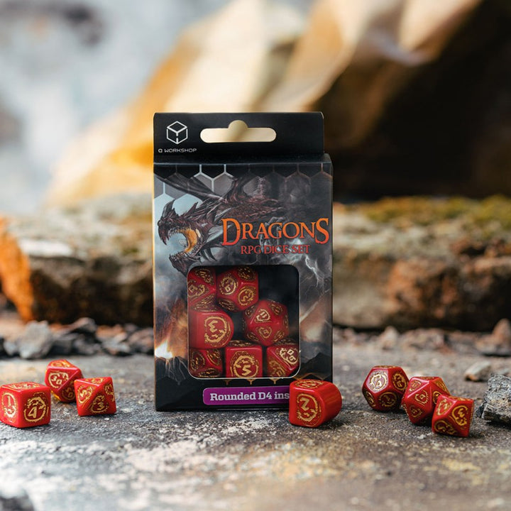 Dragons Modern Dice Set Red & Gold (Q-Workshop) (RDRA4C)