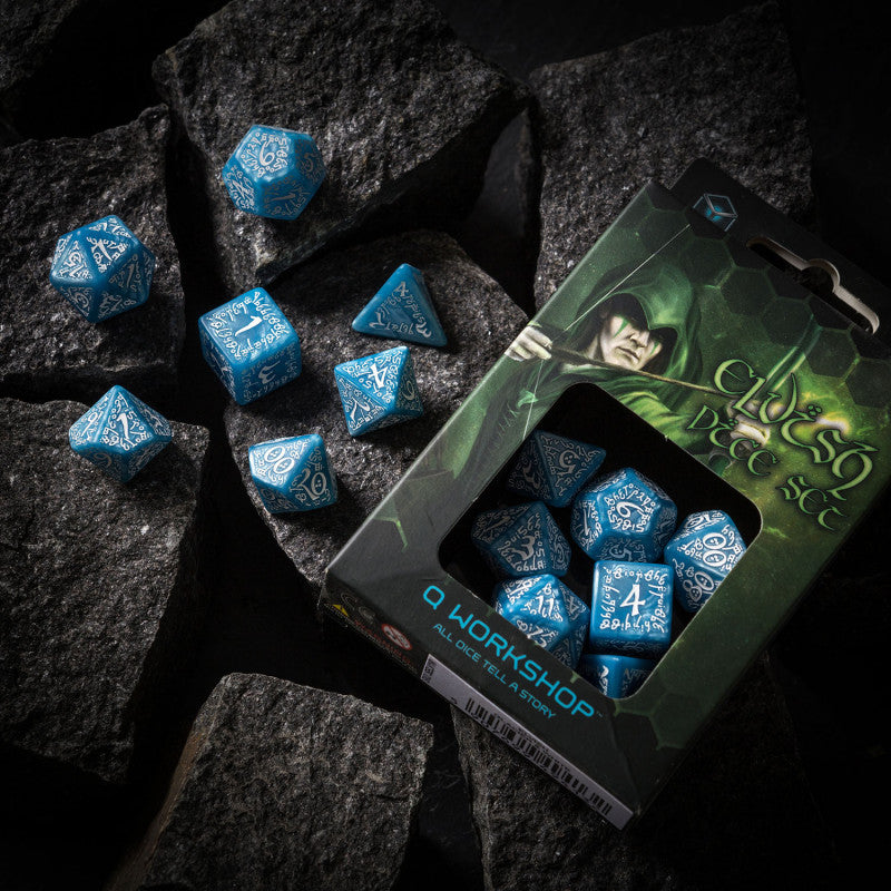 Elvish Glacier & white Dice Set (7) (Q-Workshop) (SELV1R)