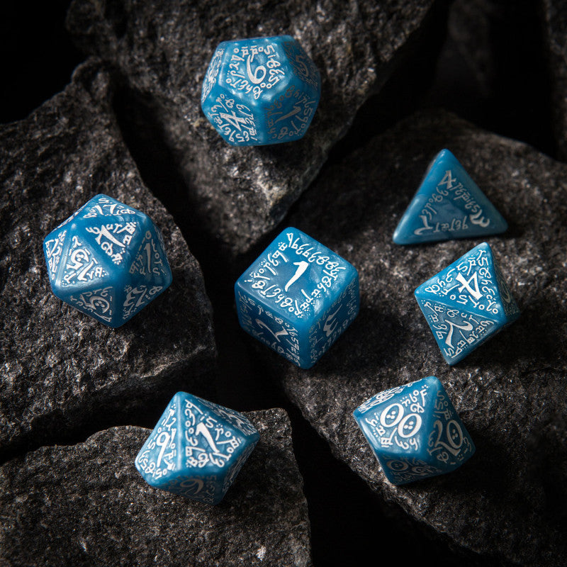 Elvish Glacier & white Dice Set (7) (Q-Workshop) (SELV1R)