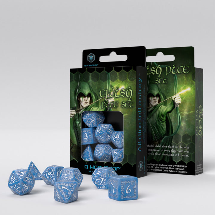 Elvish Glacier & white Dice Set (7) (Q-Workshop) (SELV1R)