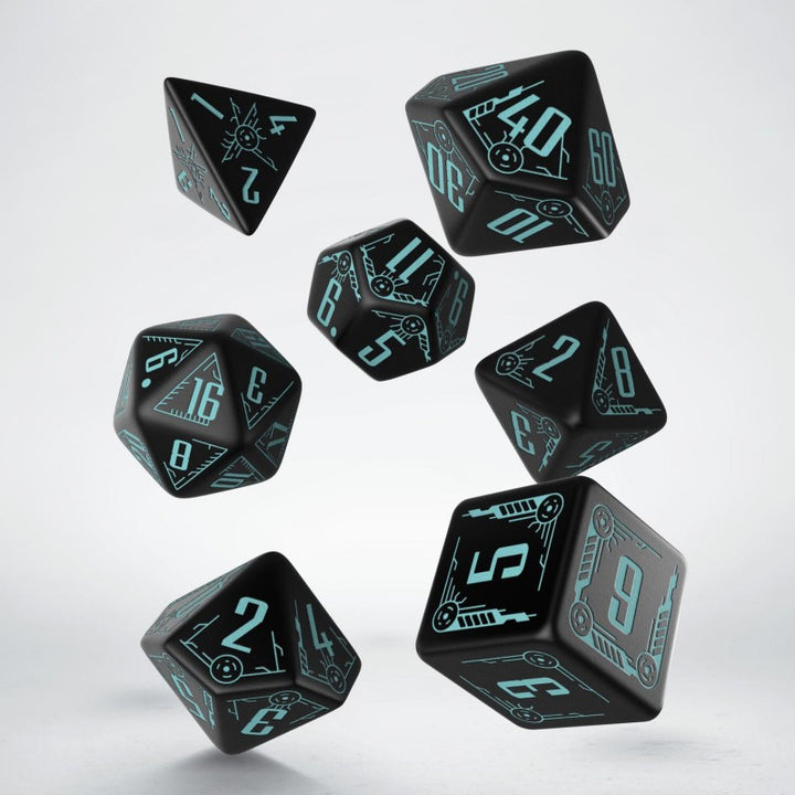 Galactic Black & blue Dice Set (7) (Q-Workshop) (SGAL02)