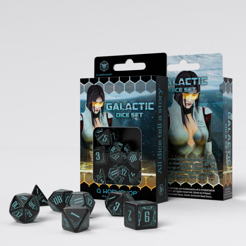 Galactic Black & blue Dice Set (7) (Q-Workshop) (SGAL02)