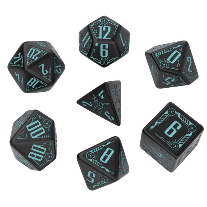 Galactic Black & blue Dice Set (7) (Q-Workshop) (SGAL02)