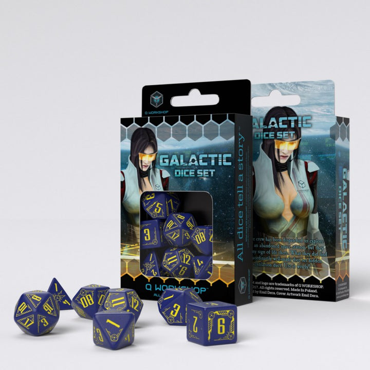 Galactic Navy & Yellow Dice Set (7) (Q-Workshop) (SGAL45)