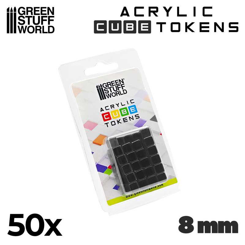 Gaming Tokens - Black Cubes 8mm (Green Stuff World)