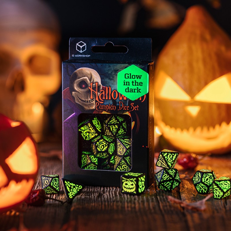 Halloween Pumpkin - Jack O’Lantern Dice Set (Q-Workshop) (SHAP02)