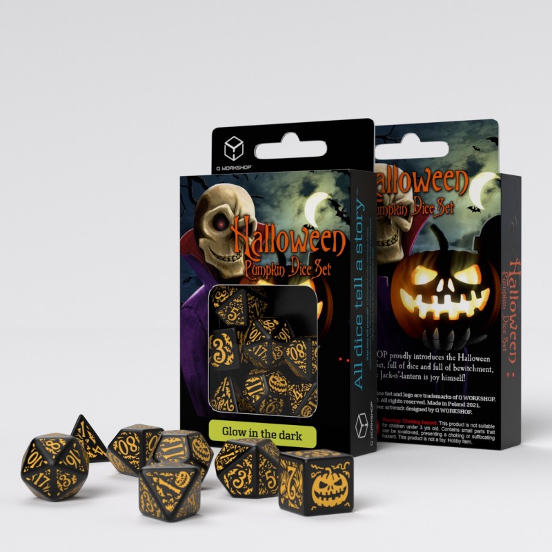 Halloween Pumpkin - Jack O’Lantern Dice Set (Q-Workshop) (SHAP02)