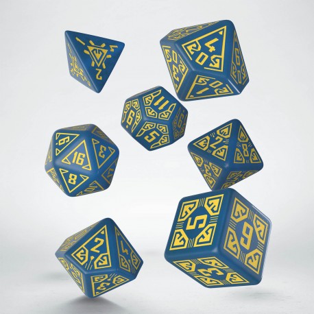 Arcade Blue & yellow Dice Set (7) (Q-Workshop) (SARC01)