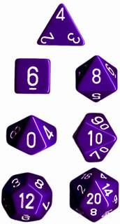 Opaque rollespilsterninger lilla m/hvid (25407) (Chessex)