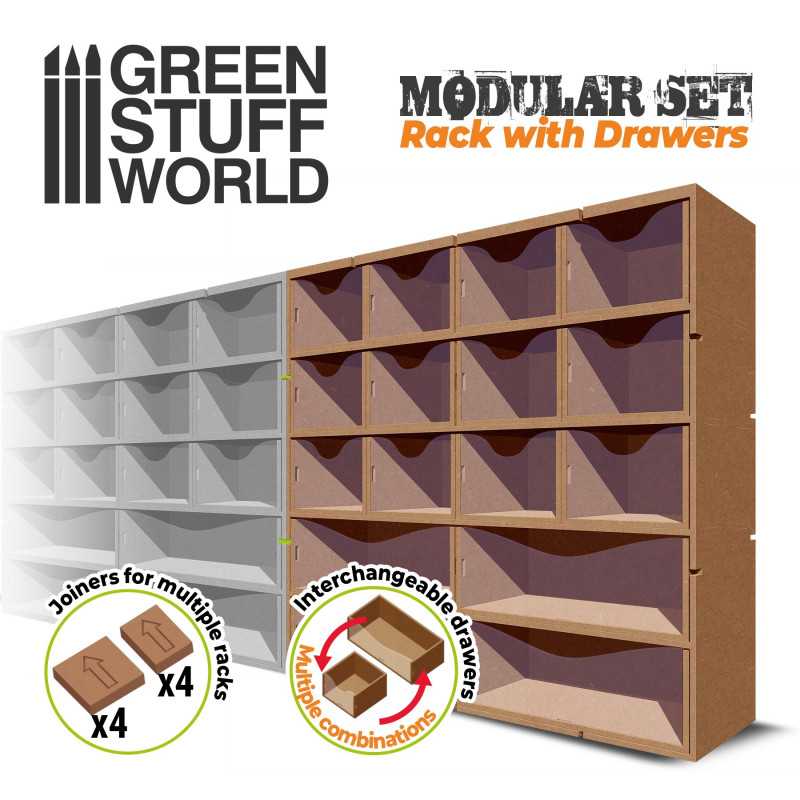 MDF Vertical rack with Drawers (Green Stuff World)