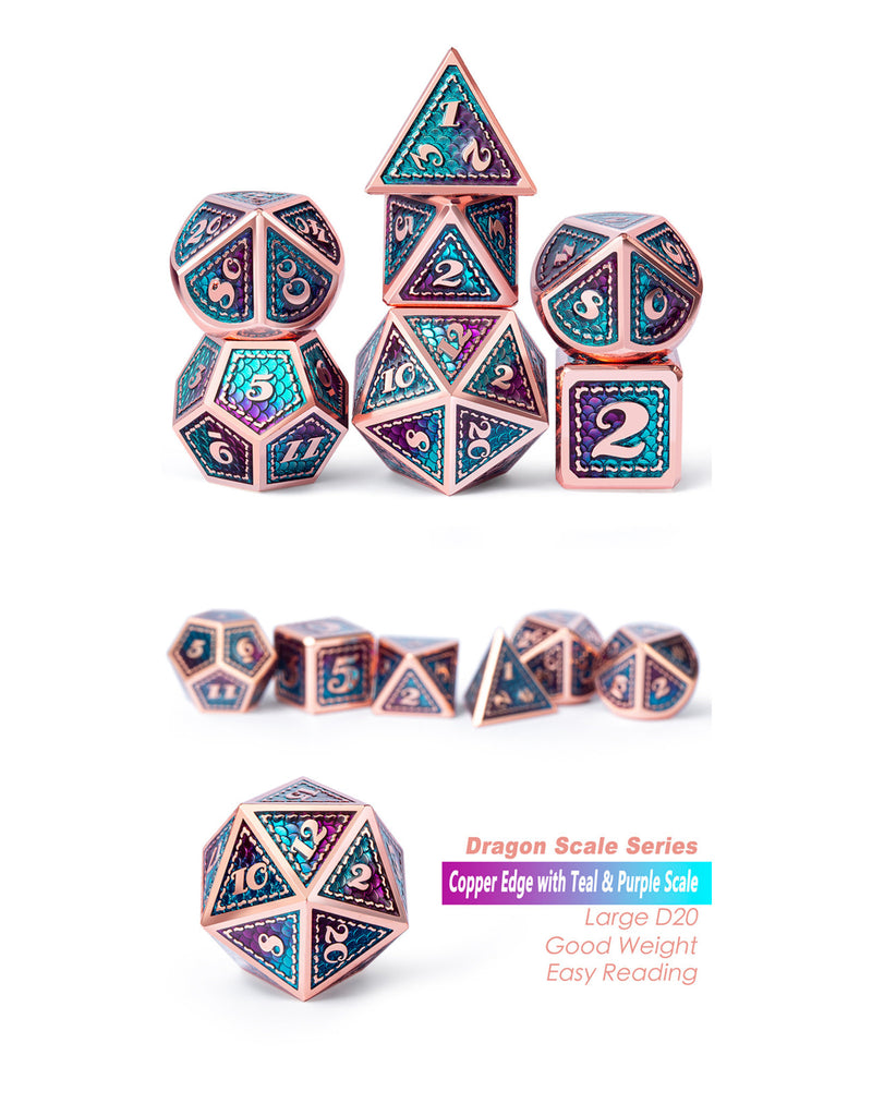 Metal & Enamel Dice Set (7pcs) - Mermaid (Dice Habit)