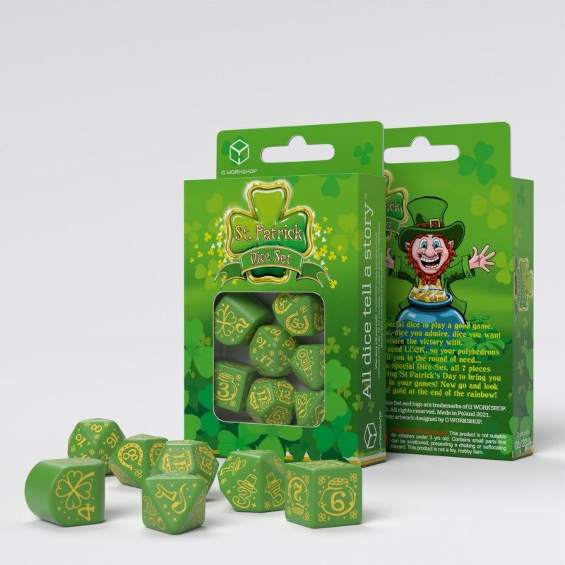 St. Patrick Modern Dice Set: Lucky Charm (Q-Workshop) (RSTP2F)