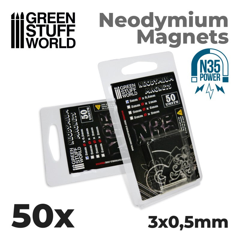 Neodymium Magnets 3x0'5mm - 50 units (N35) (Green Stuff World)