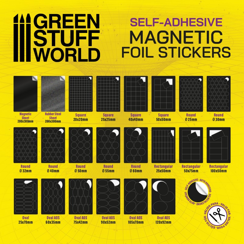 Oval Magnetic Sheet SELF-ADHESIVE - 105x70mm (Green Stuff World)