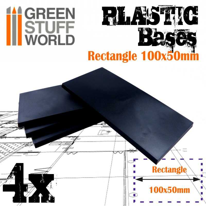 Plastic Bases - Rectangle 100x50mm BLACK (Green Stuff World)