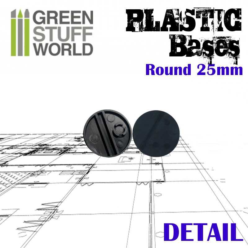 Plastic Bases - Round 25mm BLACK (Green Stuff World)