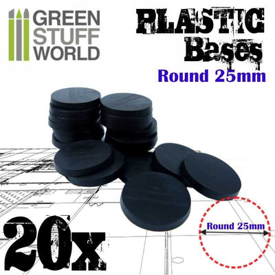 Plastic Bases - Round 25mm BLACK (Green Stuff World)