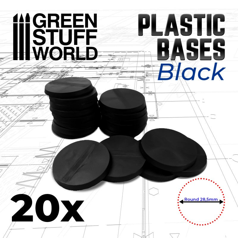 Plastic Bases - Round 28.5mm BLACK (Green Stuff World)