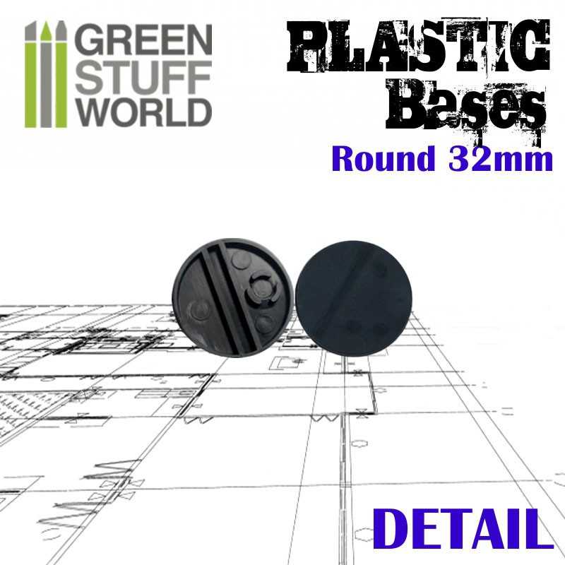 Plastic Bases - Round 32mm BLACK (Green Stuff World)