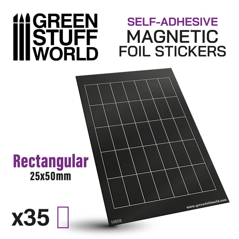 Rectangular Magnetic Sheet SELF-ADHESIVE - 25x50mm (Green Stuff World)