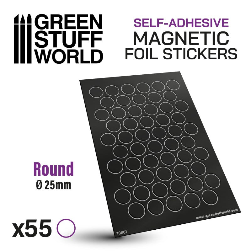 Round Magnetic Sheet SELF-ADHESIVE - 25mm (Green Stuff World)