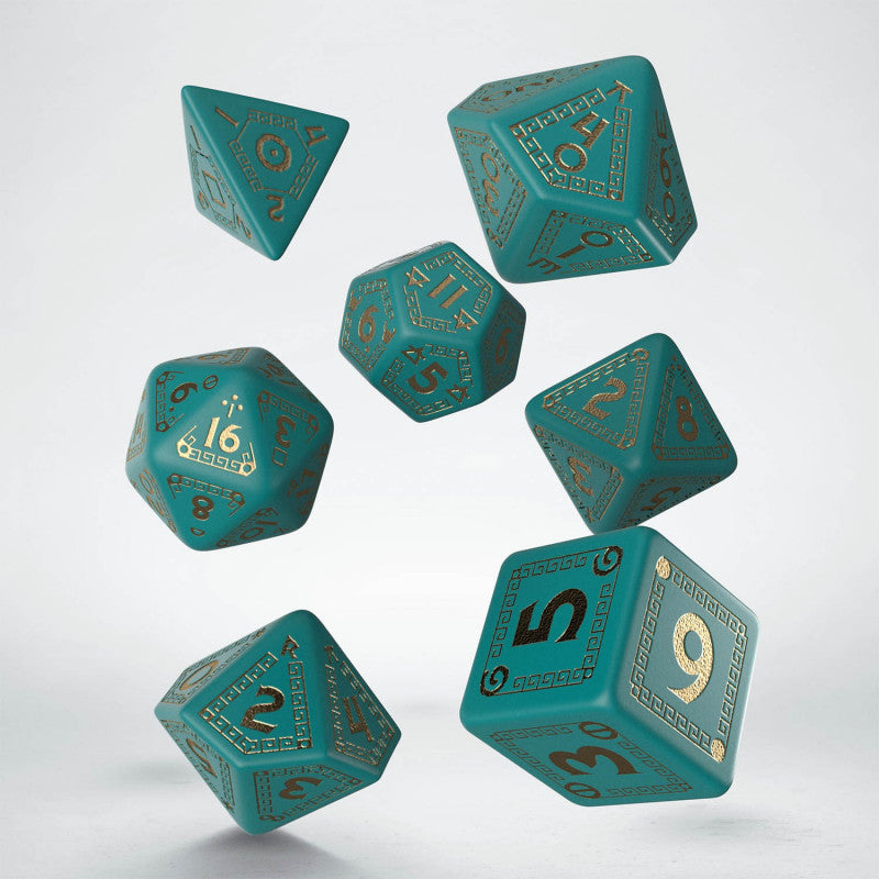 RuneQuest Turquoise & gold Dice Set (7) (Q-Workshop) (SRQU97)