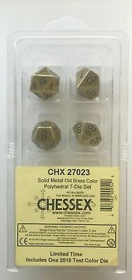 Solid Metal Old Brass Colour Poly 7 die set (Chessex) (27023)