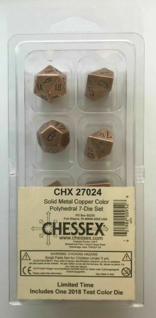 Solid Metal Copper Colour Poly 7 die set (Chessex) (27024)