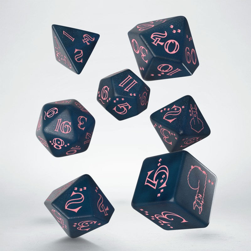 Sparkling Llama Dice Set (Glittering dark blue & pink) (Q-Workshop) (SLLA3E)