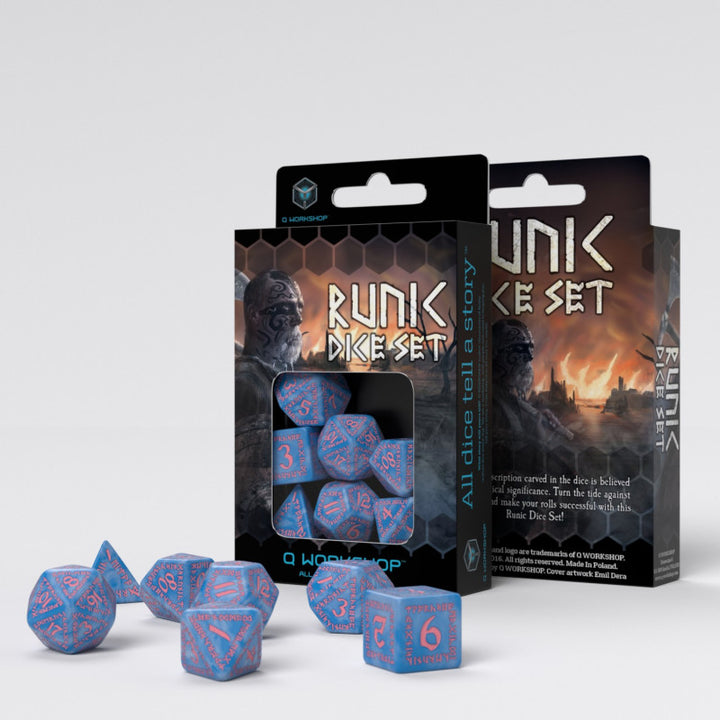 Runic Glacier & pink Dice Set (7) (Q-Workshop) (SRUN04)