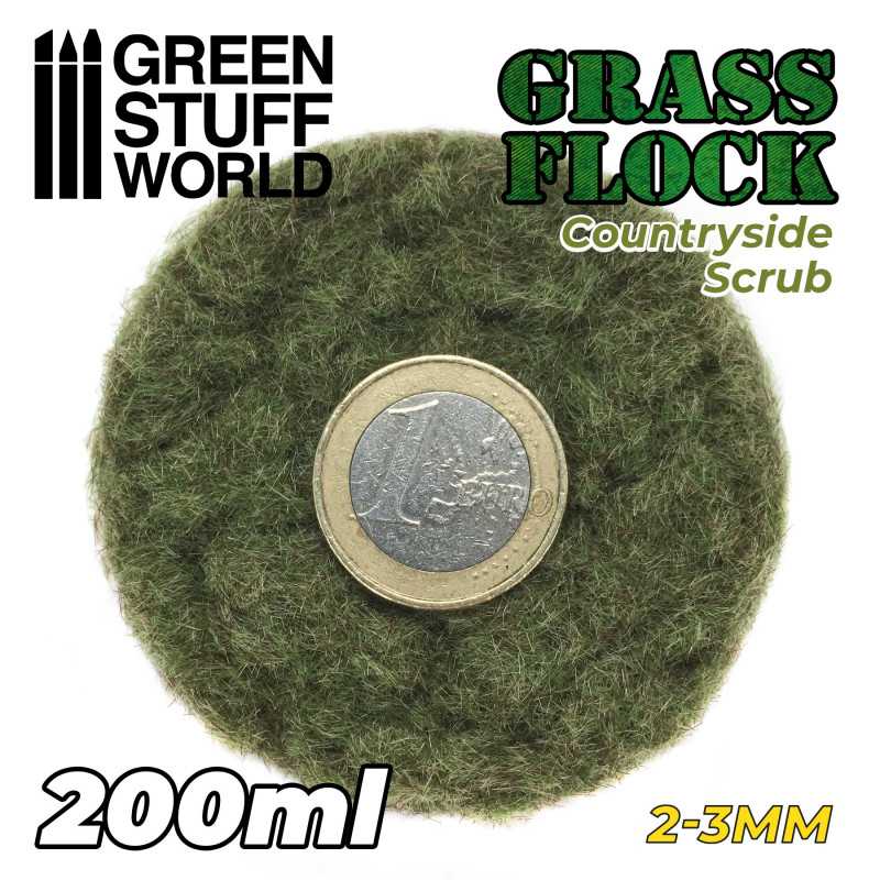 Static Grass Flock 2-3mm - COUNTRYSIDE SCRUB - 200 ml (Green Stuff World)