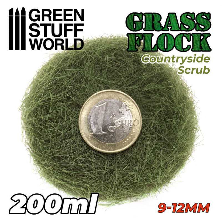 Static Grass Flock 9-12mm - COUNTRYSIDE SCRUB - 200 ml (Green Stuff World)