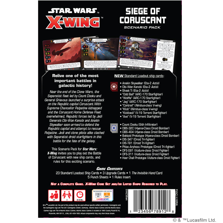 Star Wars: X-Wing (Second Edition) - Siege of Coruscant Battle Pack