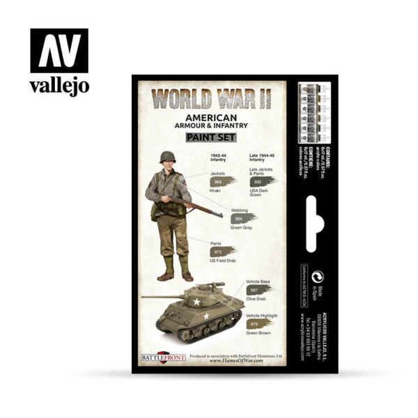 Vallejo Paint Set: WWII American Armour & Infantry (70.203)