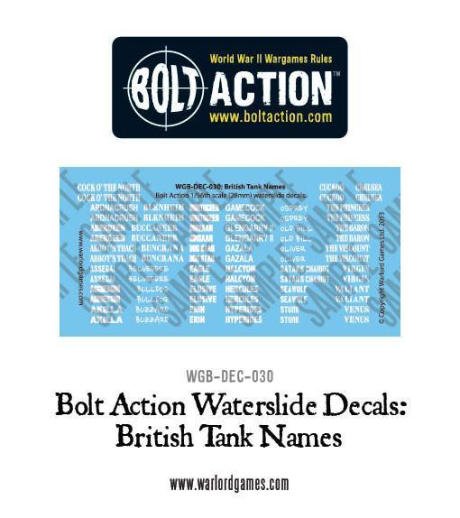 Bolt Action: Decals - British Tank names